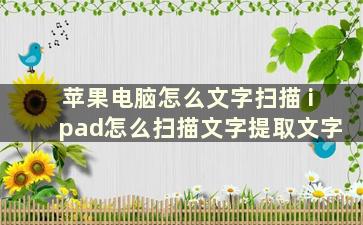 苹果电脑怎么文字扫描 ipad怎么扫描文字提取文字